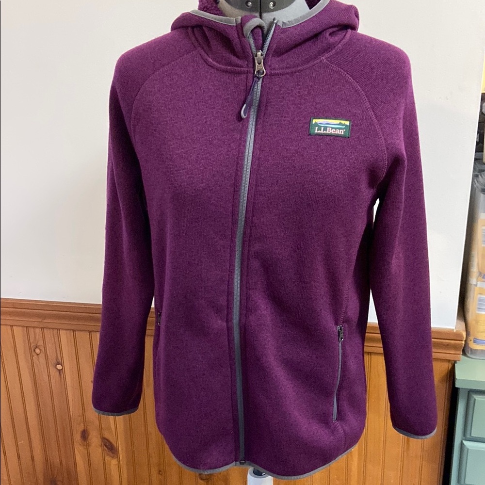L.L. Bean Purple Utility Jacket Fleece Hooded Size L (14-16)